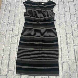 Elegant Striped Black and Gray Dress